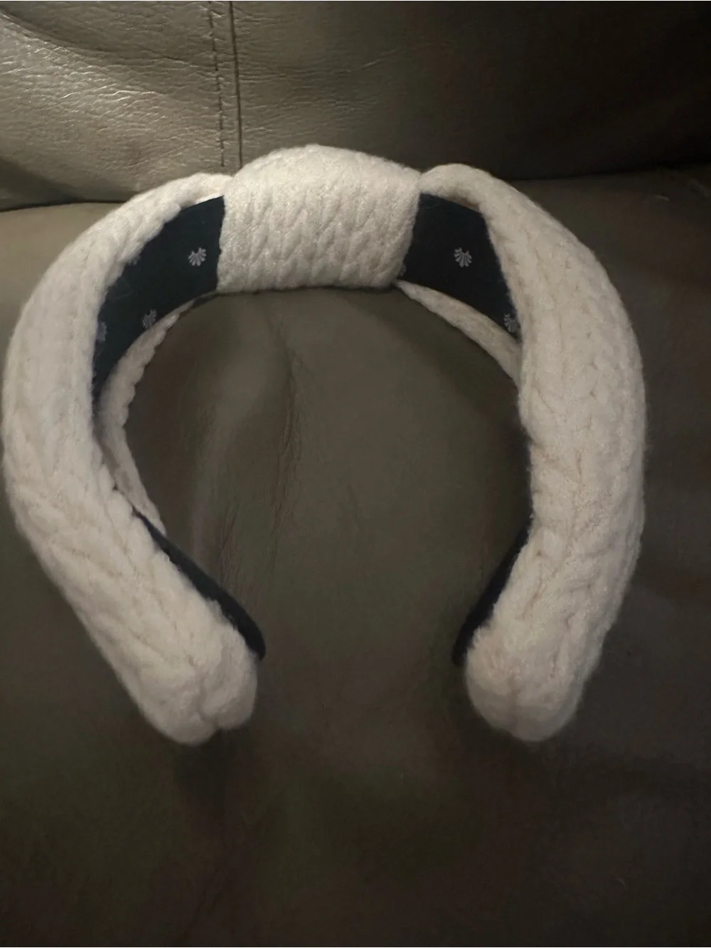 Lele Sadoughi Cream Cable Knit Knotted Padded Headband Winter Cozy Winter Ivory